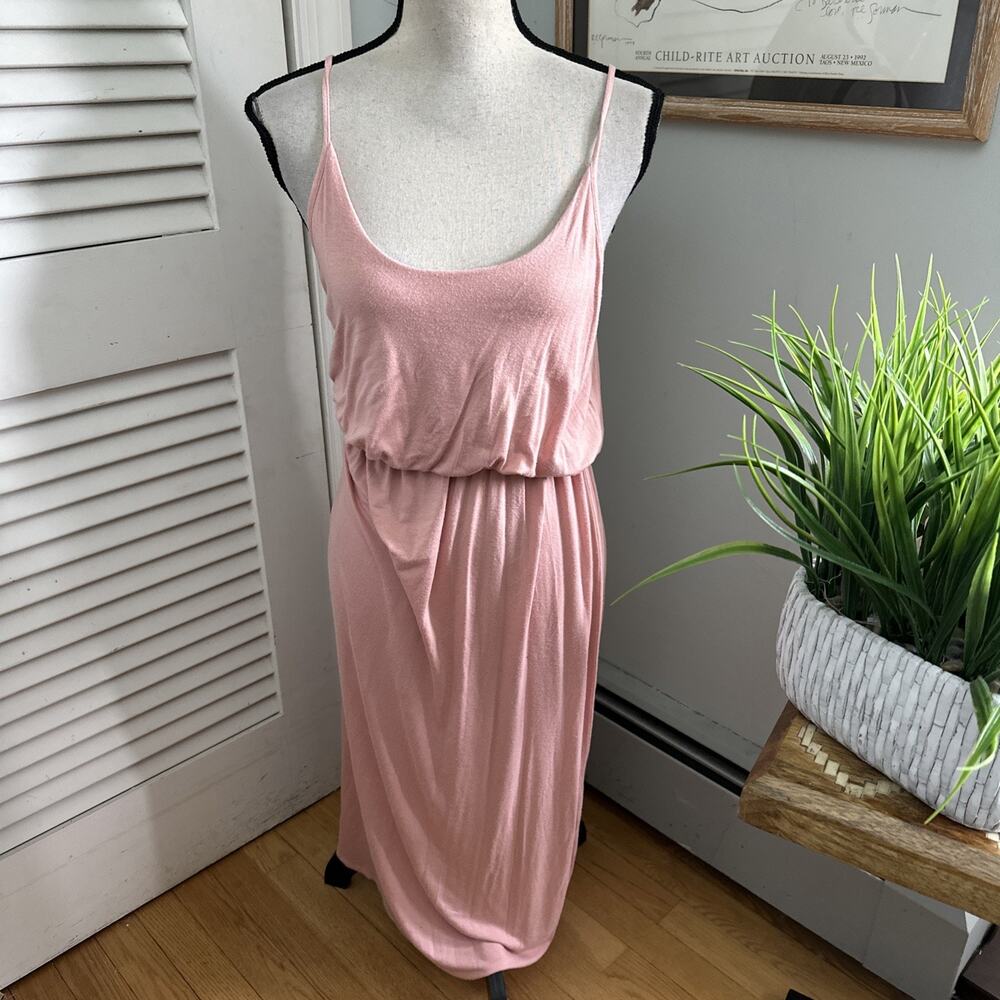 Vintage Myth Dress Womens Medium Pink Strappy Blouson Maxi 90s Minimalist Summer